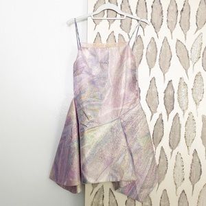NWT Milin Pink Metallic Asymmetrical Space Dress